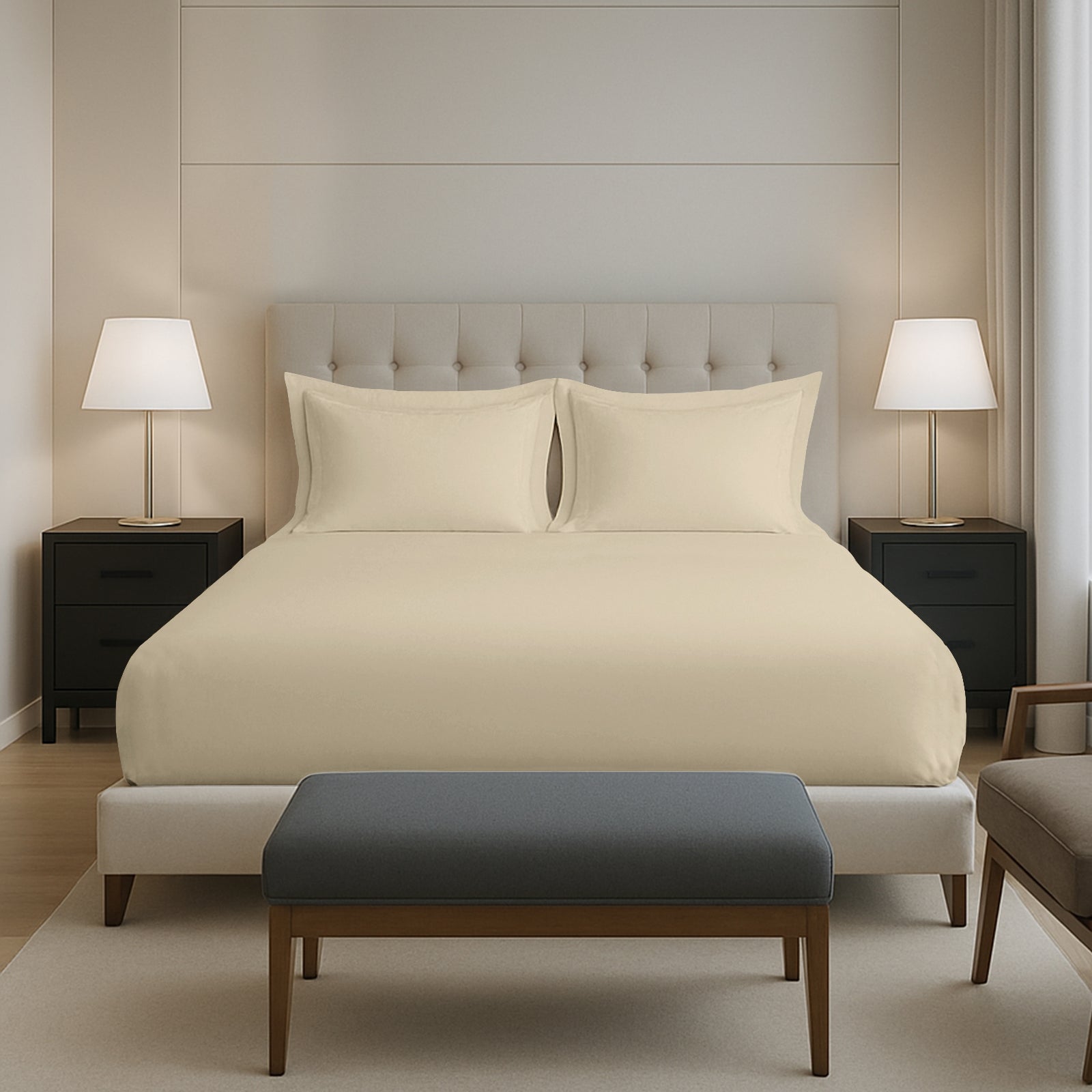 Pizuna 400 Thread count 100% Natural Cotton Fitted Sheet