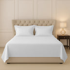 White Double 400 Thread Count Cotton Flat Sheet – Soft and Breathable Bedding by Pizuna India
