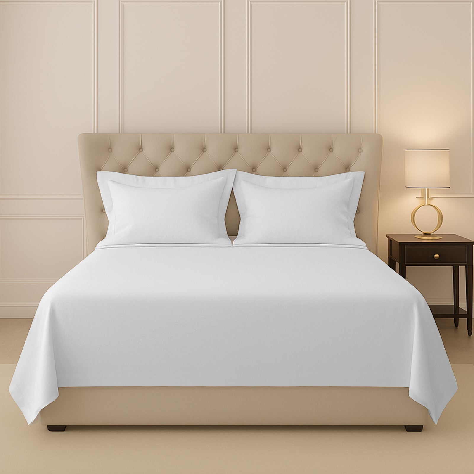 White Double 400 Thread Count Cotton Flat Sheet – Soft and Breathable Bedding by Pizuna India