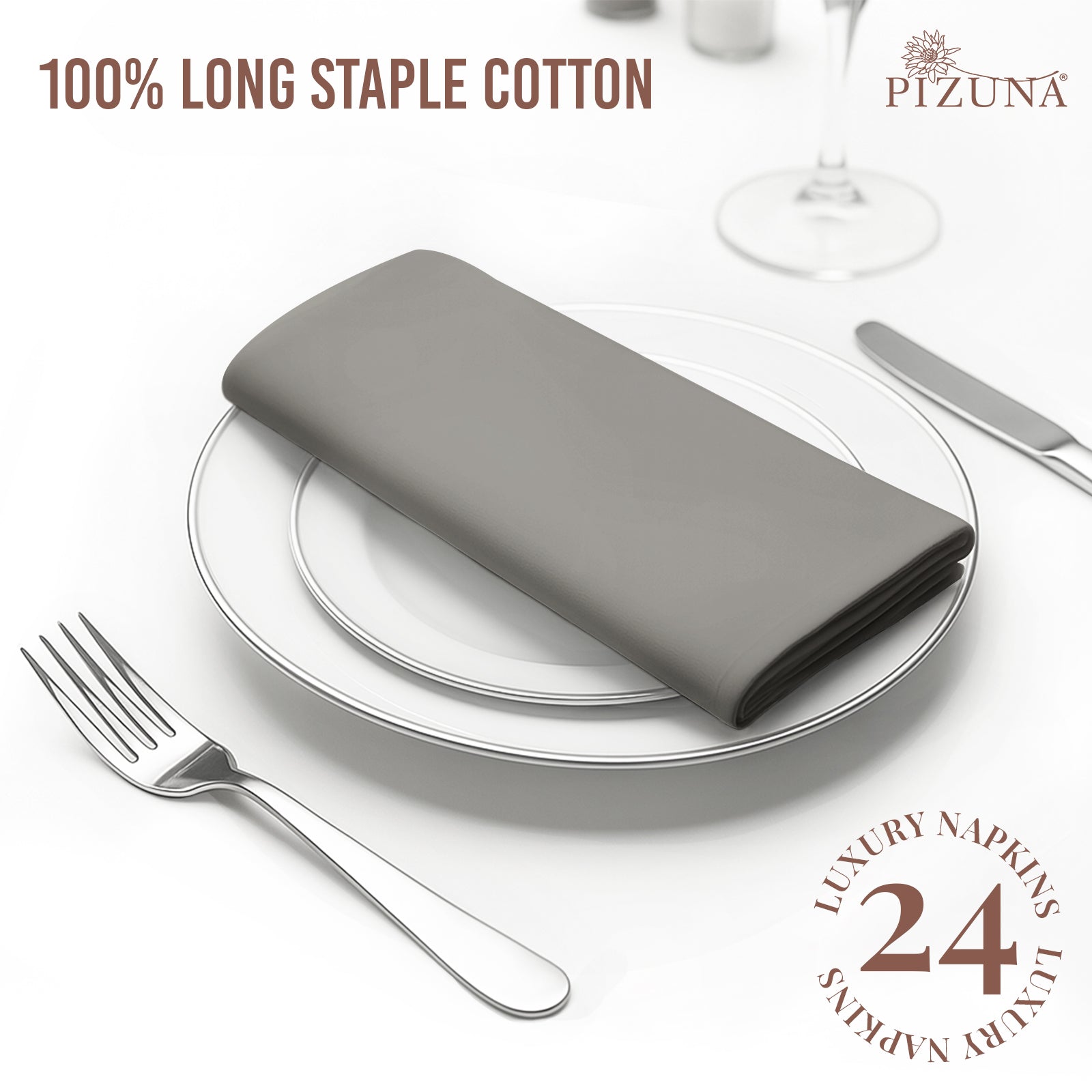 Pizuna 400 Thread Count 100% Natural Cotton Napkin