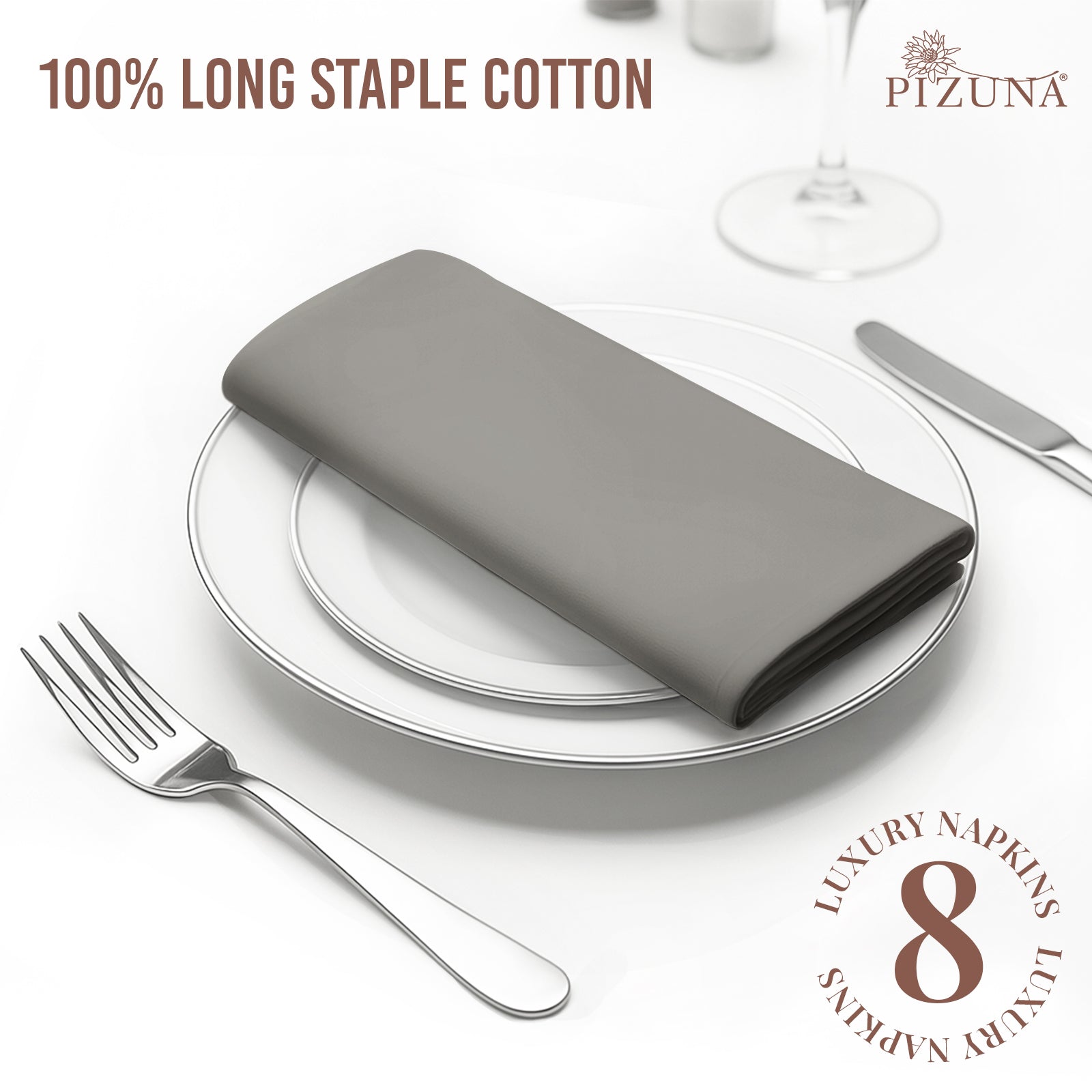 Pizuna 400 Thread Count 100% Natural Cotton Napkin
