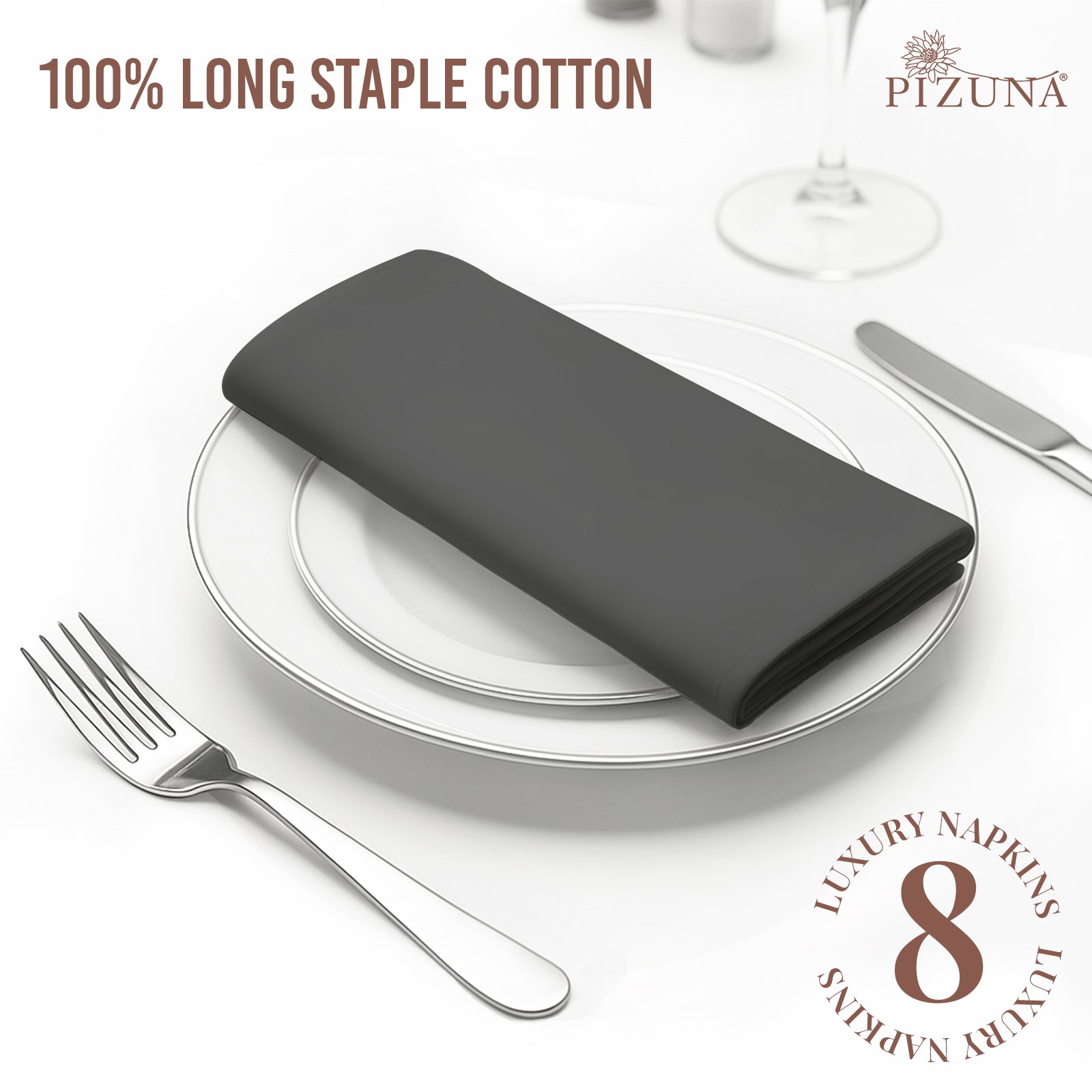 Pizuna 400 Thread Count 100% Natural Cotton Napkin