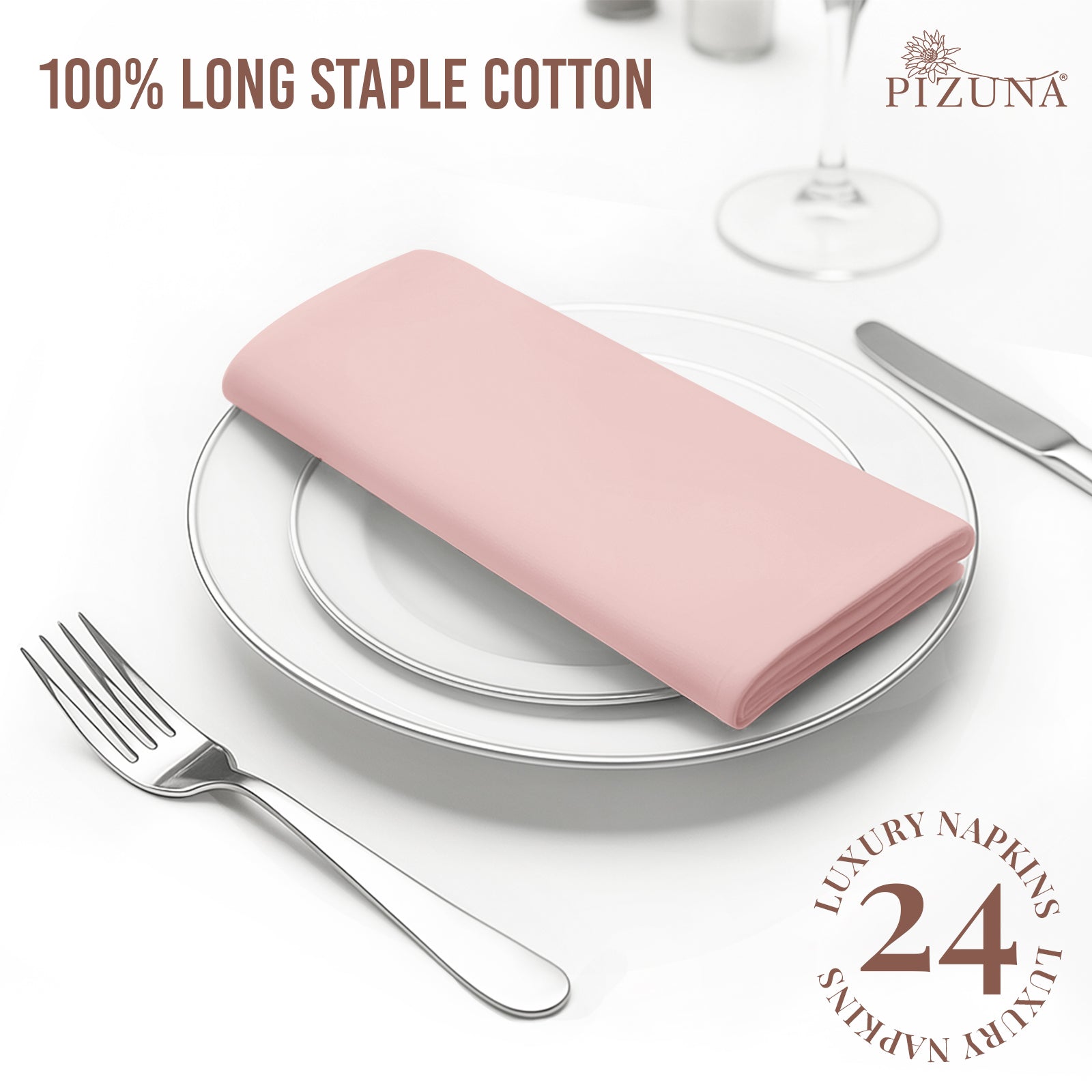 Pizuna 400 Thread Count 100% Natural Cotton Napkin
