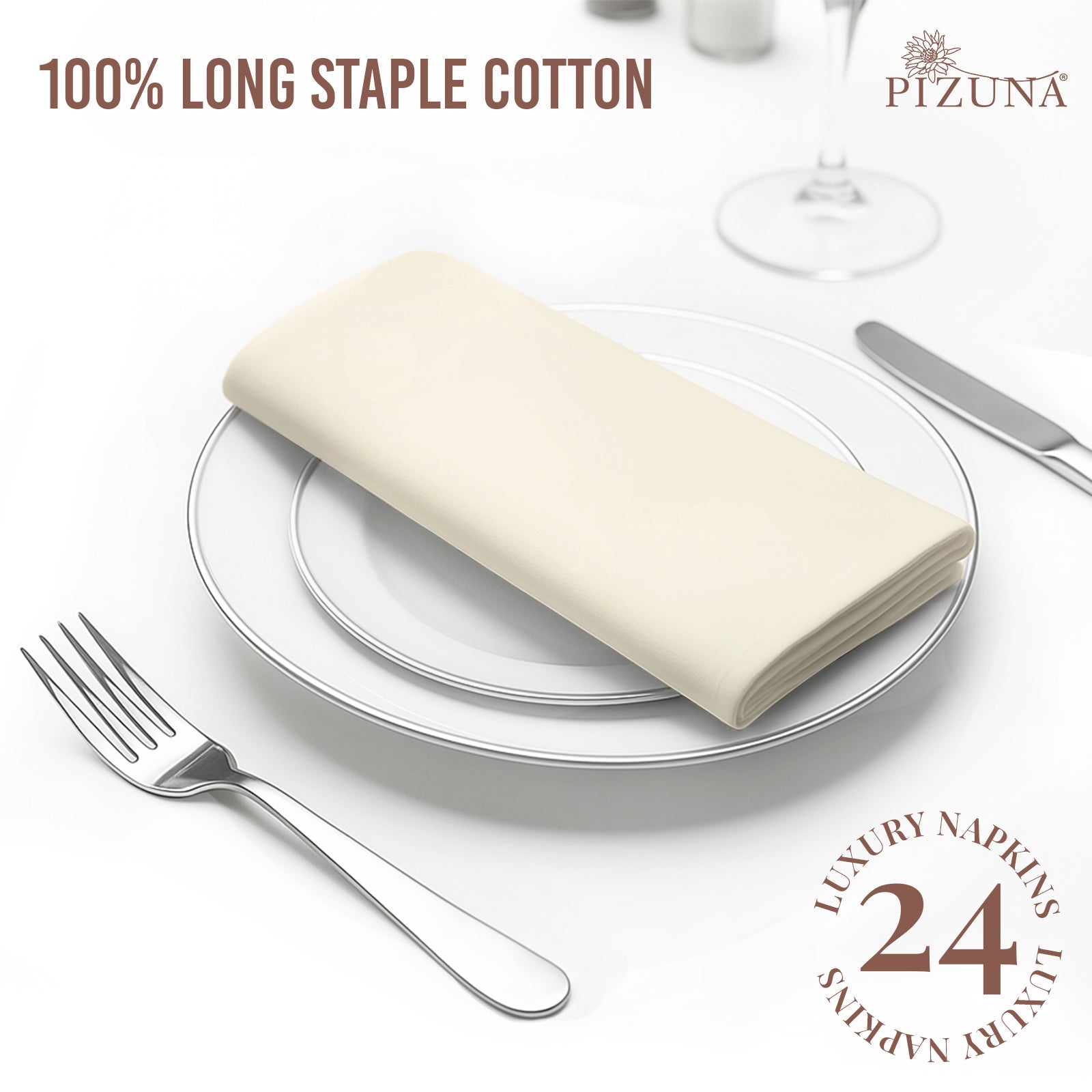 Pizuna 400 Thread Count 100% Natural Cotton Napkin
