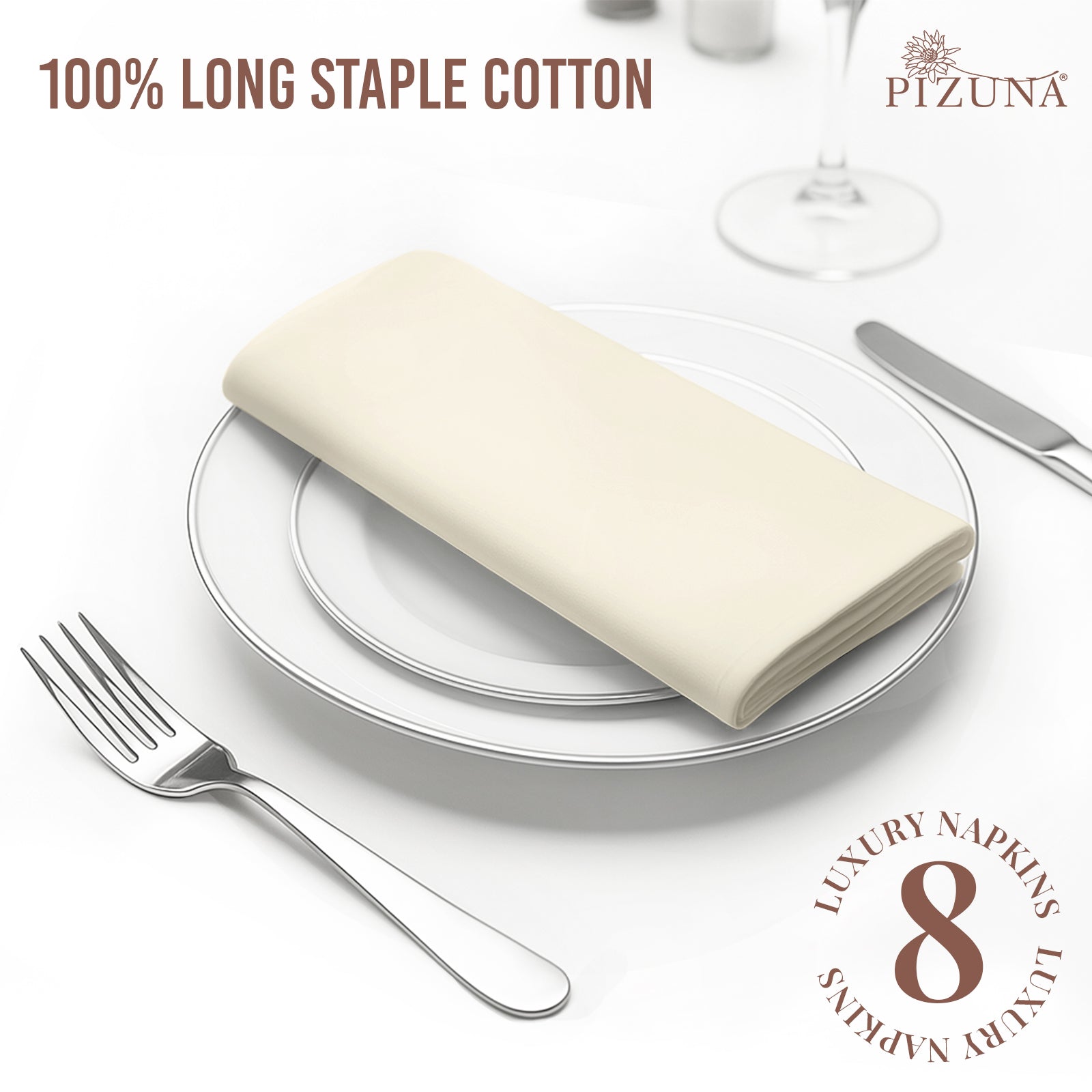Pizuna 400 Thread Count 100% Natural Cotton Napkin