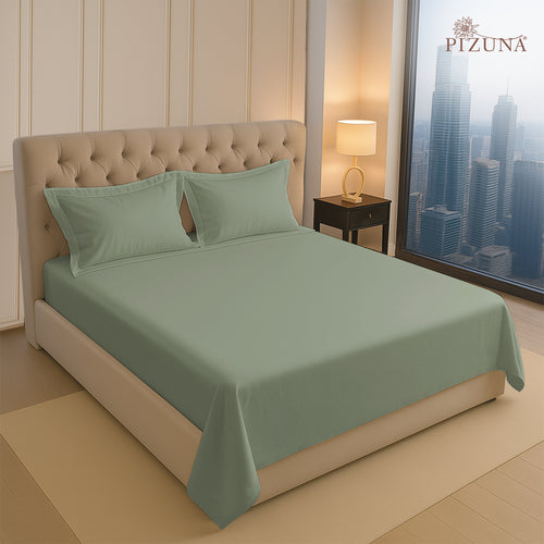 Pizuna India Seafoam 400TC Double Flat Sheet – Luxury 100% Cotton Bed Linen