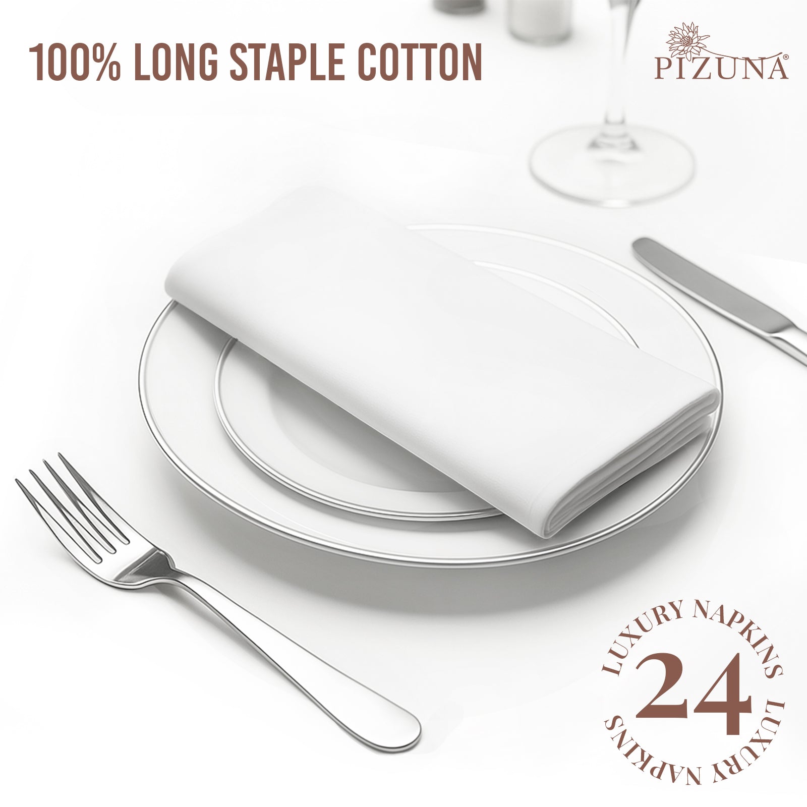 Pizuna 400 Thread Count 100% Natural Cotton Napkin