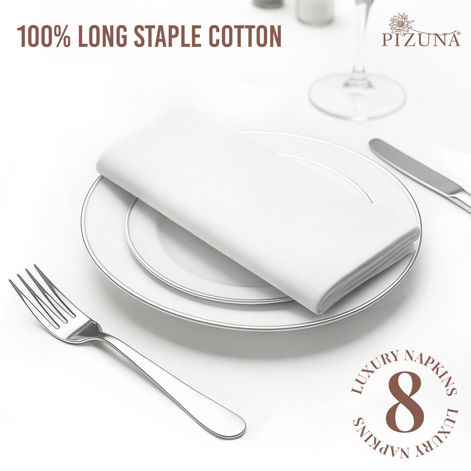 Pizuna 400 Thread Count 100% Natural Cotton Napkin