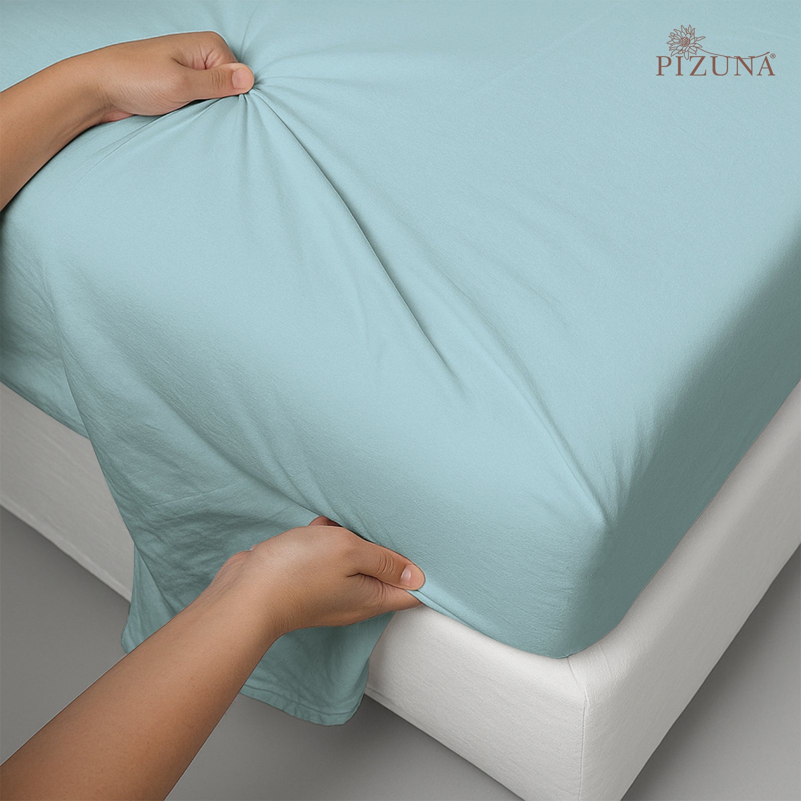 400TC Baby Blue Cotton Flat Sheet – Smooth, Durable, and Cooling Fabric