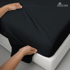 400TC Black Cotton Flat Sheet Double Size – Smooth, Durable, and Cooling Fabric