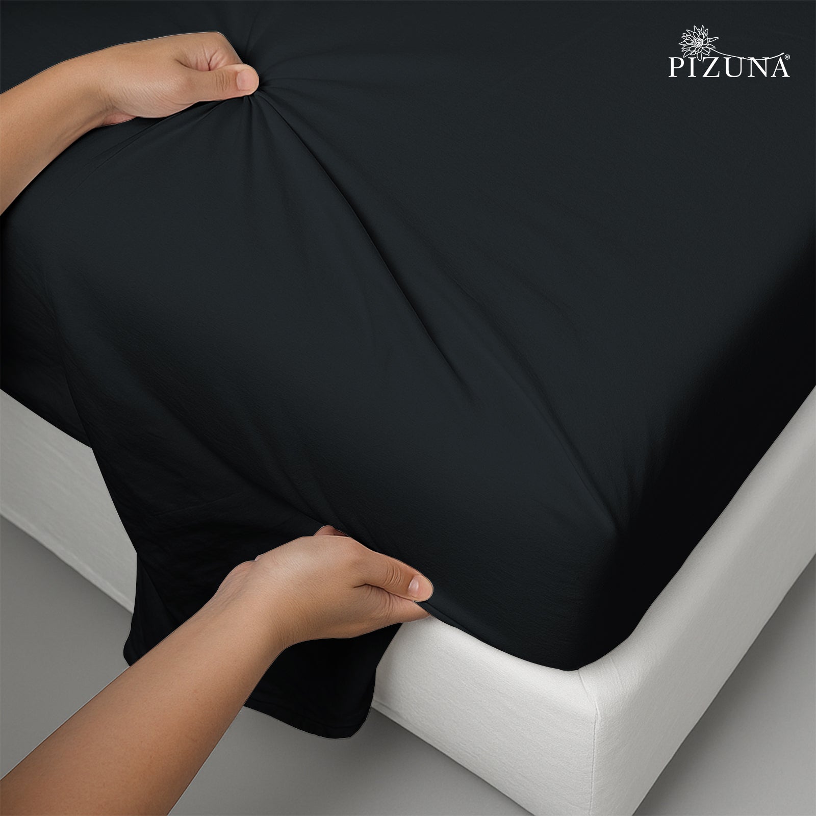 400TC Black Cotton Flat Sheet Double Size – Smooth, Durable, and Cooling Fabric