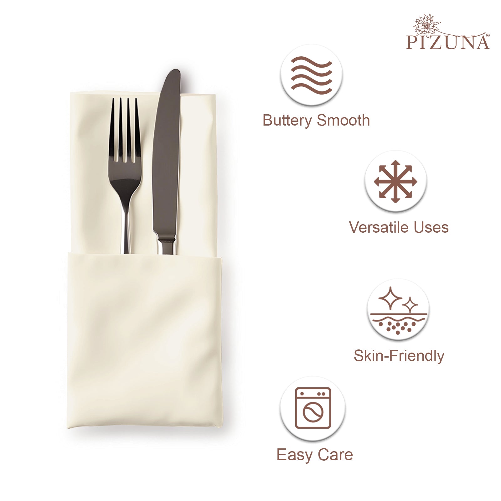 Pizuna 400 Thread Count 100% Natural Cotton Napkin