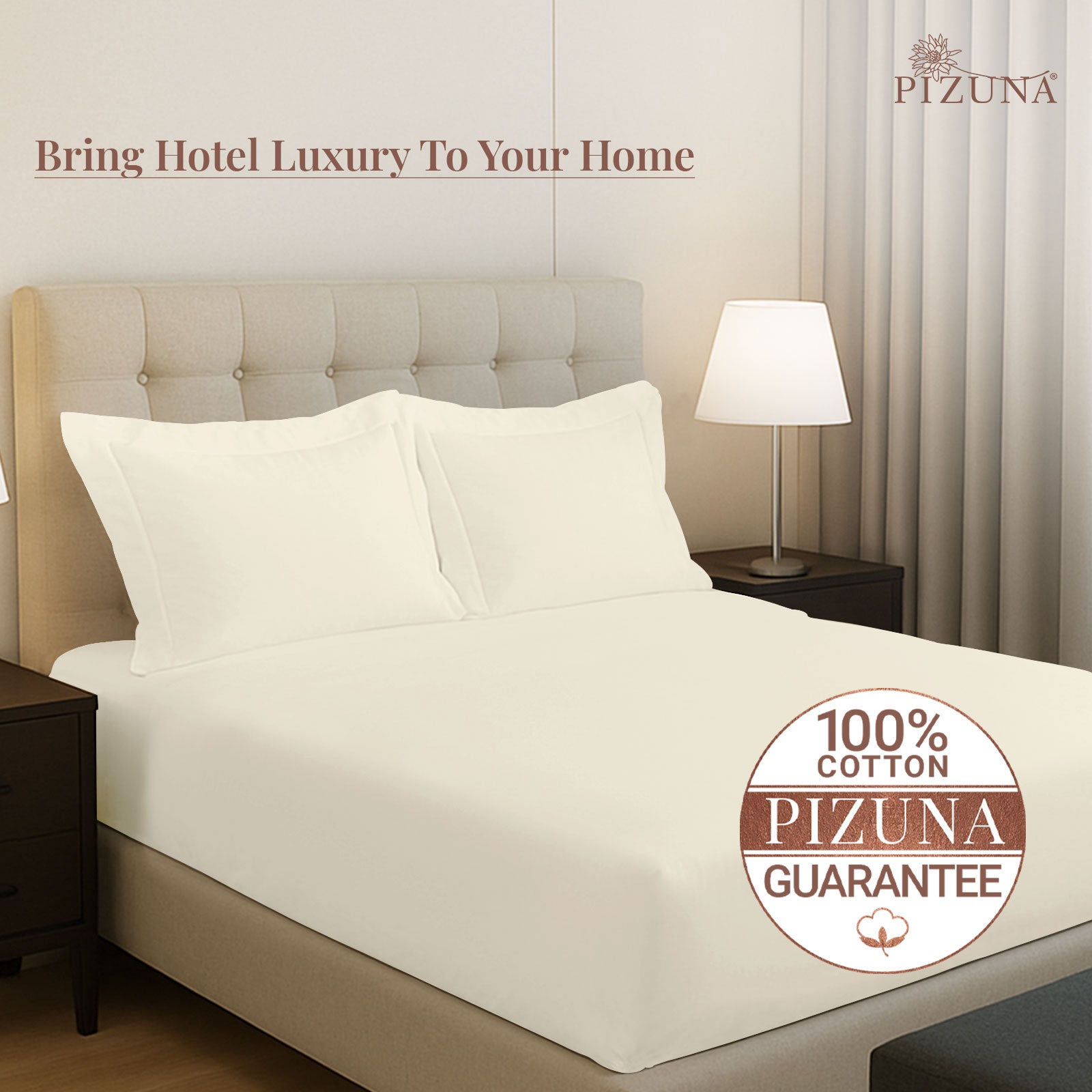 Pizuna 400 Thread count 100% Natural Cotton Fitted Sheet
