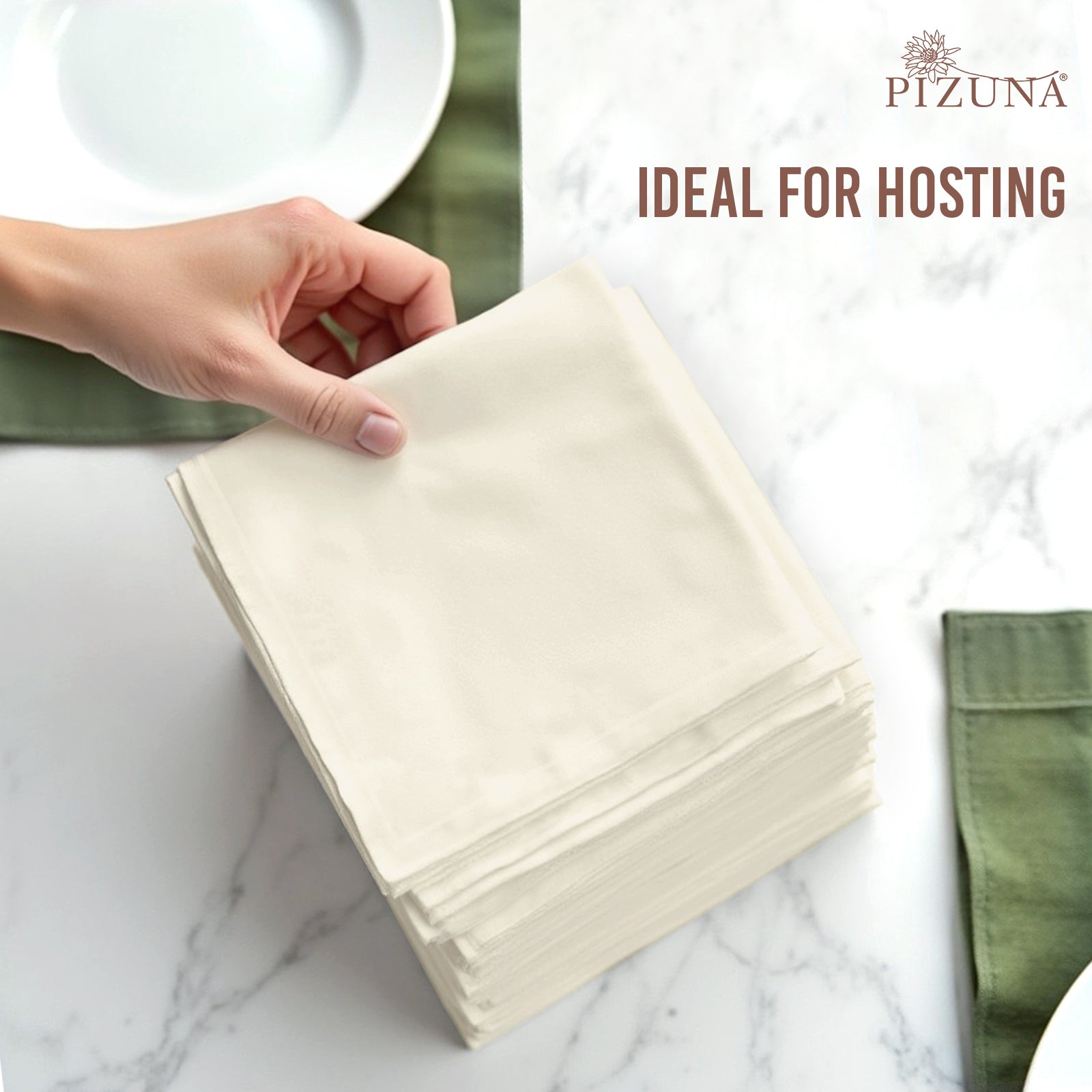 Pizuna 400 Thread Count 100% Natural Cotton Napkin