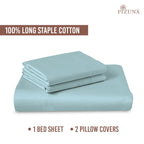 Luxury Baby Blue 400TC Cotton Flat Sheet – Comfortable and Long-Lasting Bedding by Pizuna India