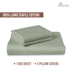 Seafoam Double 400 Thread Count Cotton Flat Sheet – Soft, Breathable Bedding by Pizuna India