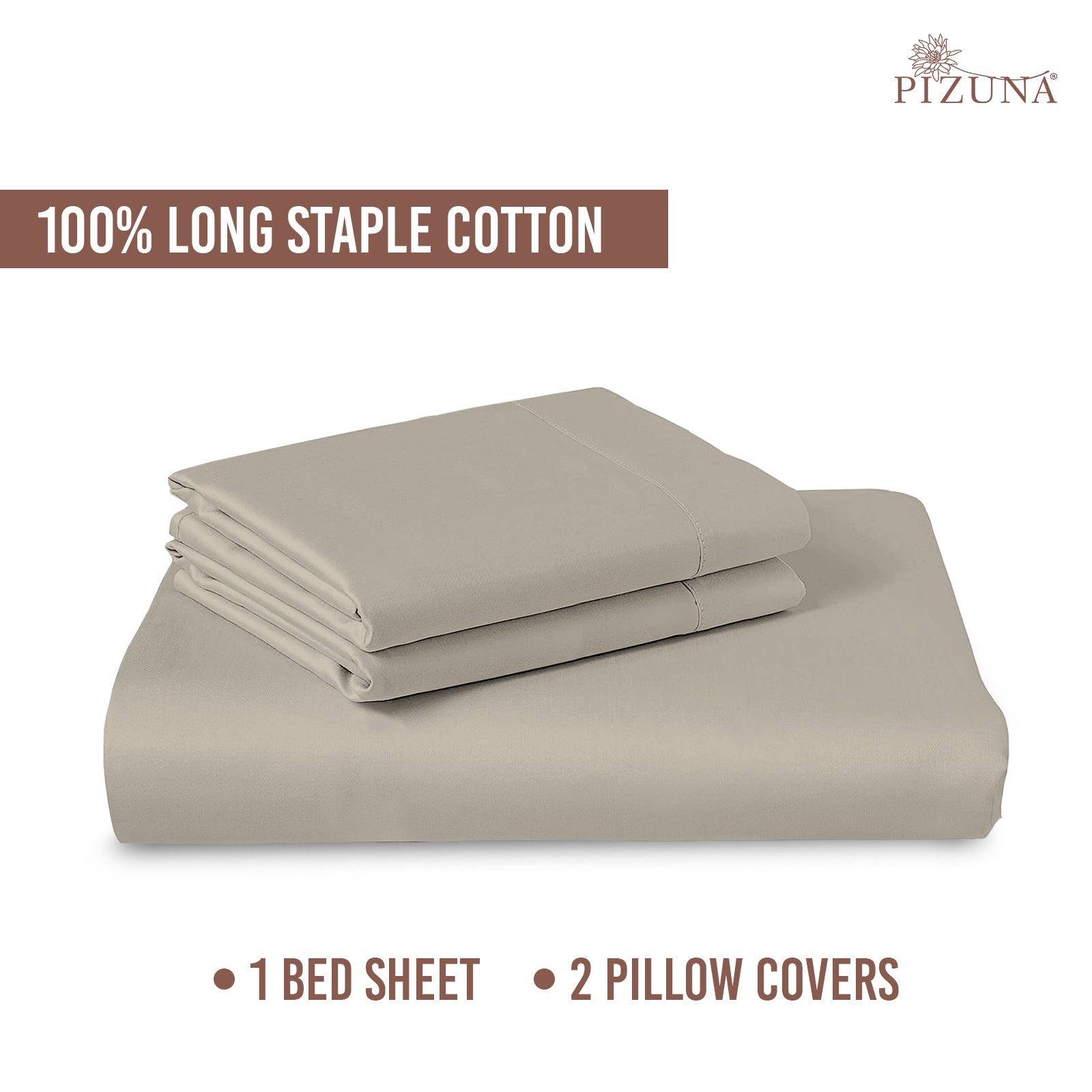 Luxury Beige 400TC Cotton Flat Sheet – Comfortable and Long-Lasting Bedding by Pizuna India