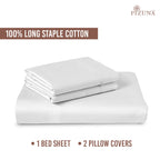 Luxury White 400TC Pure Cotton Flat Sheet – Double Bed Sheet by Pizuna India