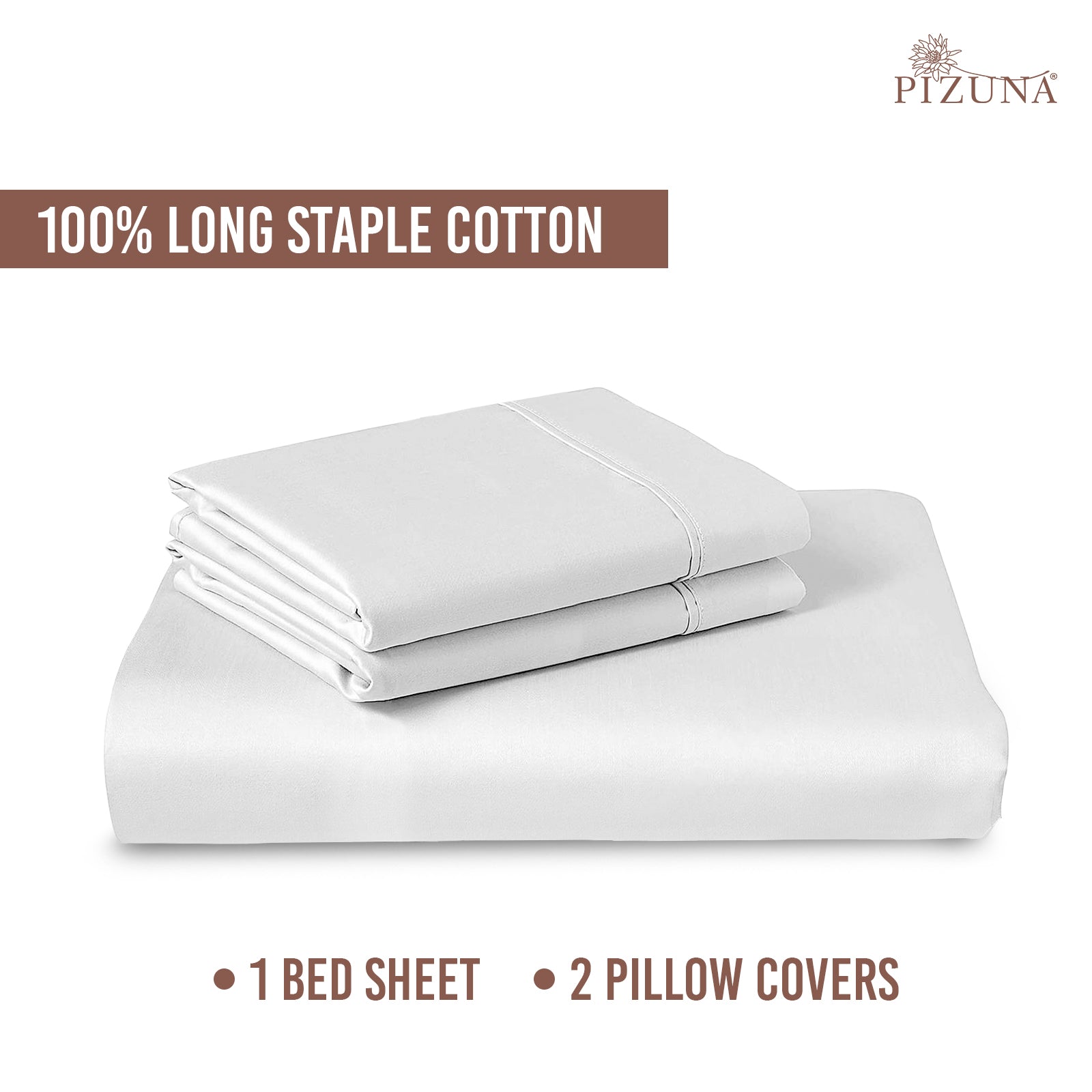 Luxury White 400TC Pure Cotton Flat Sheet – Double Bed Sheet by Pizuna India